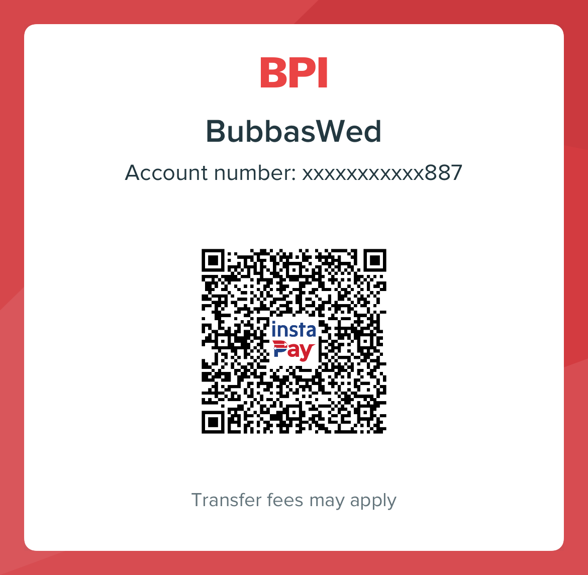 BPI QR code for bank transfer